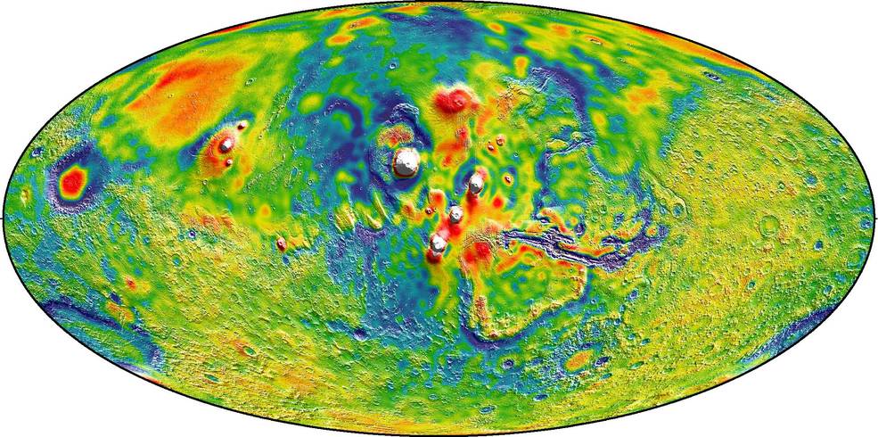 Gravity map of mars