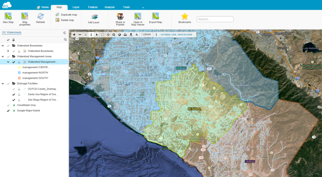 Orange County Interactive Watershed GIS Cloud Map