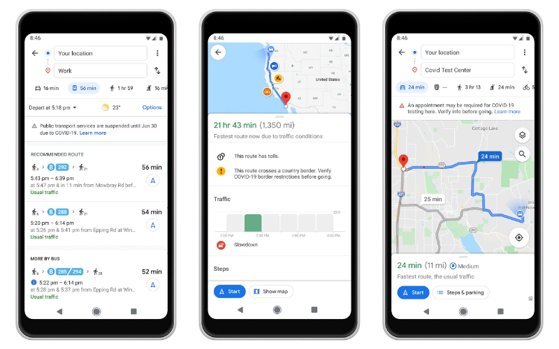 google maps covid 