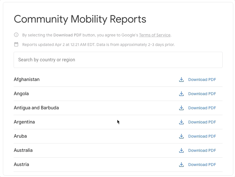 Google location data COVID-19