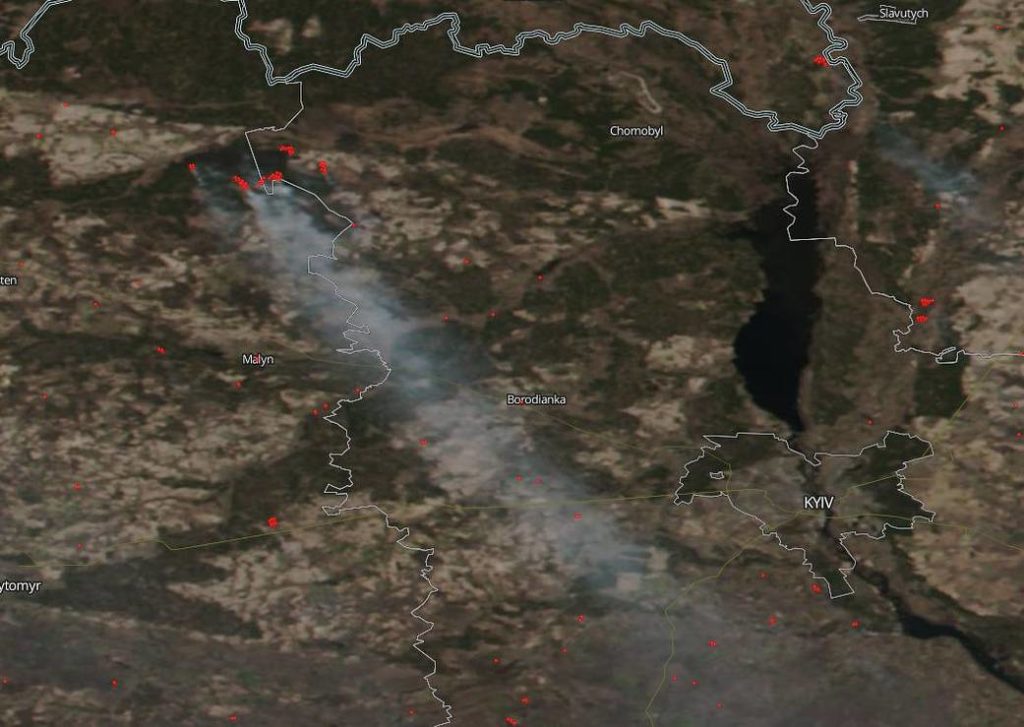 April 2020 Chernobyl fire satellite photos